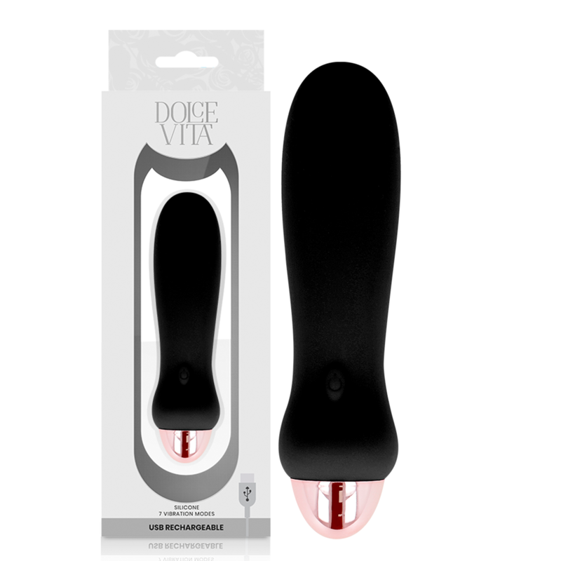 DOLCE VITA - VIBRATEUR RECHARGEABLE CINQ NOIR 7 VITESSES - Sensualia