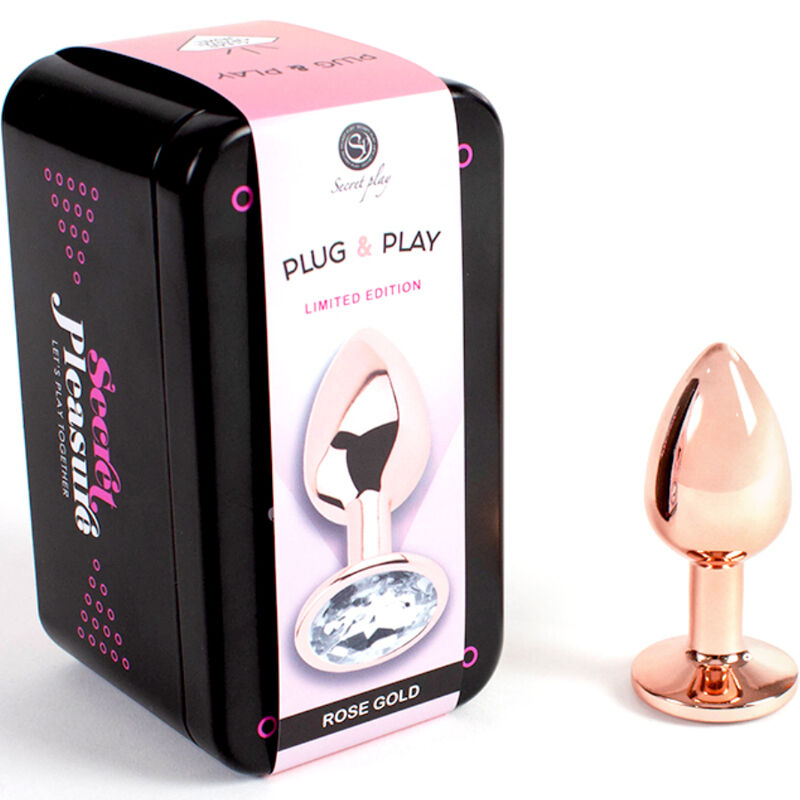 SECRETPLAY - PLUG ANAL EN MÉTAL OR ROSE PETITE TAILLE 7 CM - Sensualia