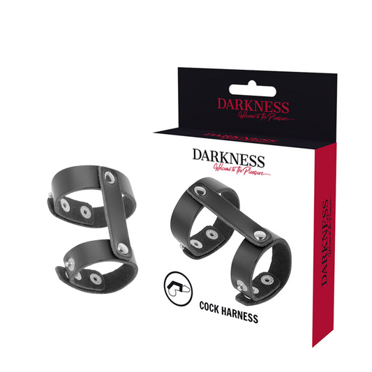DARKNESS - ANNEAU DE PÉNIS ET TESTICULES RÉGLABLE EN CUIR DARKNESS BONDAGE