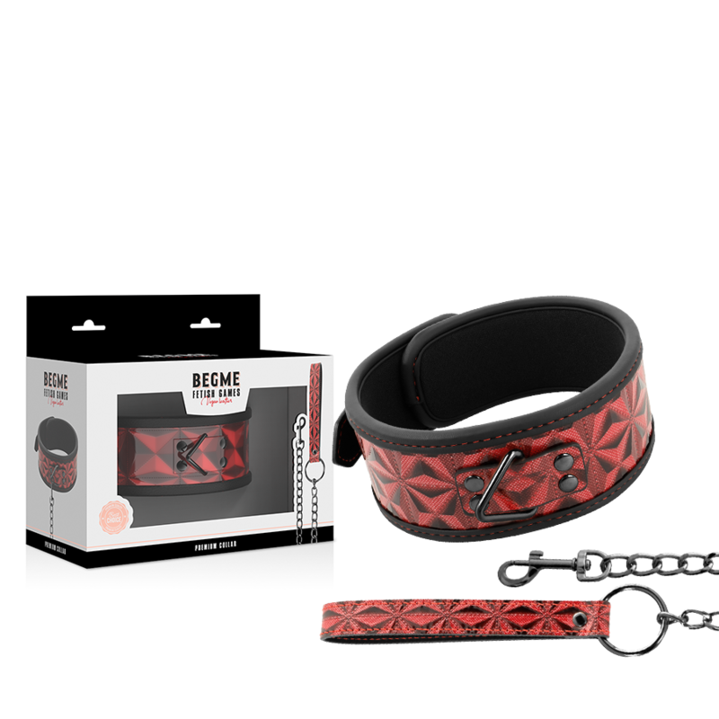 BEGME - COLLIER EN CUIR VÉGAN PREMIUM ÉDITION ROUGE AVEC DOUBLURE EN NÉOPRÈNE - Sensualia