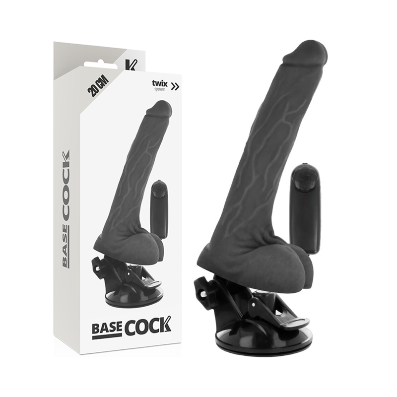 BASECOCK - VIBRATEUR NATUREL RÉALISTE TÉLÉCOMMANDE AVEC TESTICULES 20 CM -O- 4 CM - Sensualia