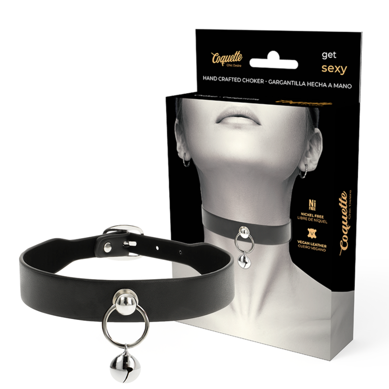 COQUETTE CHIC DESIRE - COLLIER CUIR VEGAN FEMME ACCESSOIRE HOCHET/CERCEAU - Sensualia