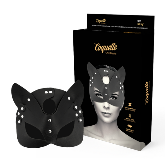 COQUETTE CHIC DESIRE - MASQUE EN CUIR VEGAN AVEC OREILLES DE CHAT - Sensualia