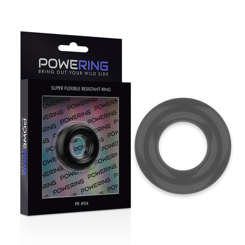 POWERING - ANNEAU PÉNIS SUPER FLEXIBLE ET RÉSISTANT 3.8CM PR04 NOIR POWERING