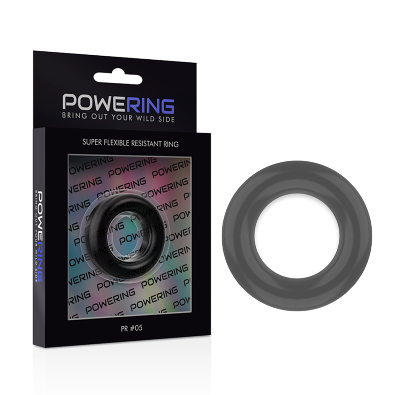 POWERING - ANNEAU PÉNIS SUPER FLEXIBLE ET RÉSISTANT 4,8CM PR05 NOIR - Sensualia