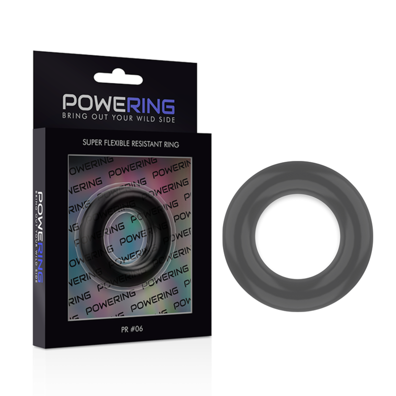POWERING - ANNEAU PÉNIS SUPER FLEXIBLE ET RÉSISTANT 5,5CM PR06 NOIR - Sensualia