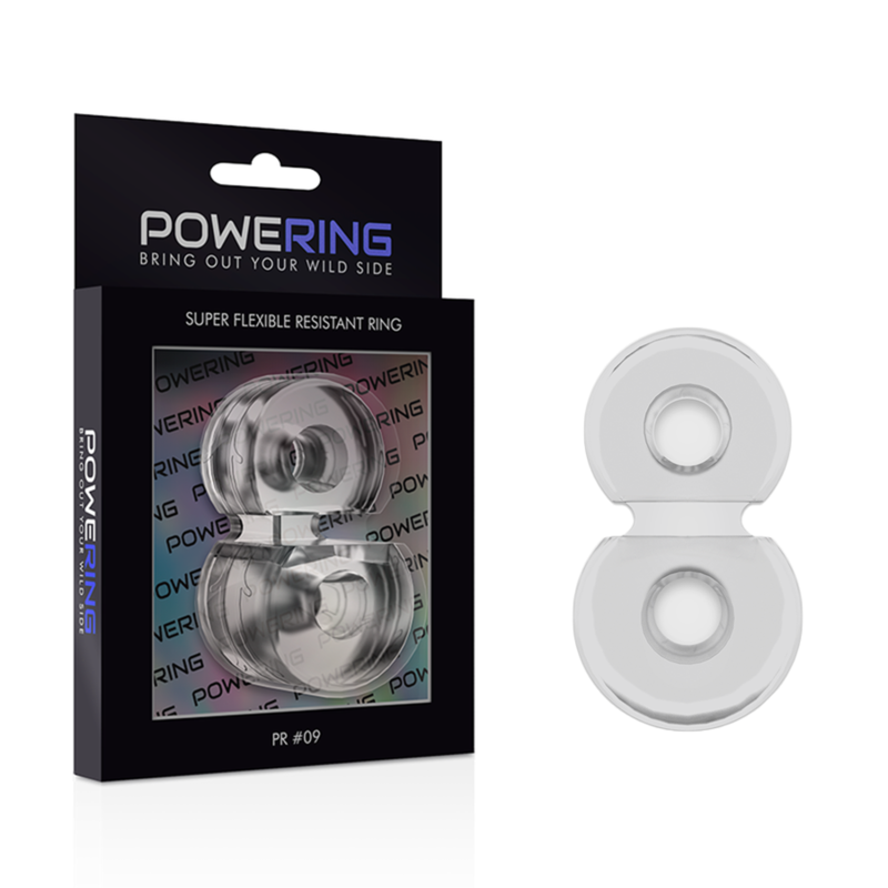 POWERING - DOUBLE ANNEAU PÉNIS SUPER FLEXIBLE ET RÉSISTANT PR09 CLAIR - Sensualia