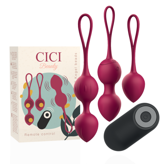 CICI BEAUTY - PREMIUM SILICONE 3 PERLES DE KEGEL VIBRANTES TÉLÉCOMMANDE - Sensualia