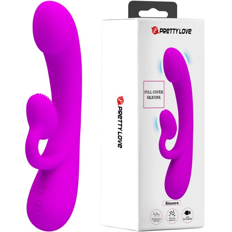 PRETTY LOVE - VIBRATEUR SINCERE ET VENTOUSE DE CLITORIS SILICONE VIOLET - Sensualia