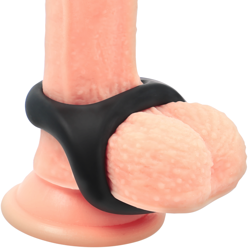POWERING - ANNEAU PÉNIS ET TESTICULES SUPER FLEXIBLE ET RÉSISTANT PR13 NOIR - Sensualia