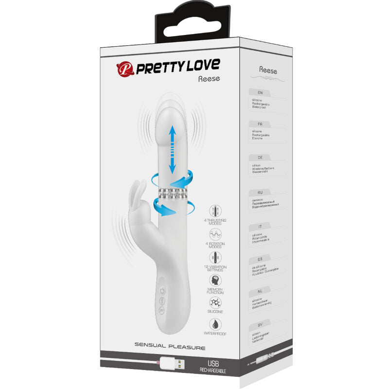 PRETTY LOVE - VIBRATEUR REESE AVEC ROTATION ARGENTÉE - Sensualia
