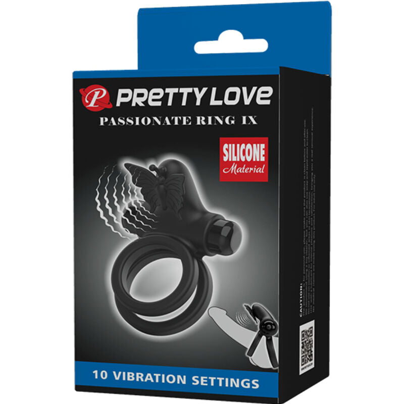 PRETTY LOVE - DOUBLE ANNEAU VIBRANT AVEC STIMULATEUR NOIR - Sensualia