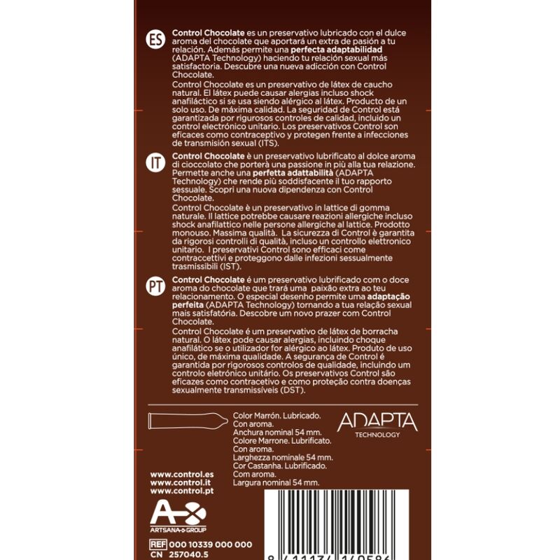 CONTROL - ADAPTA CHOCOLATE CONDOMS 12 UNITS - Sensualia