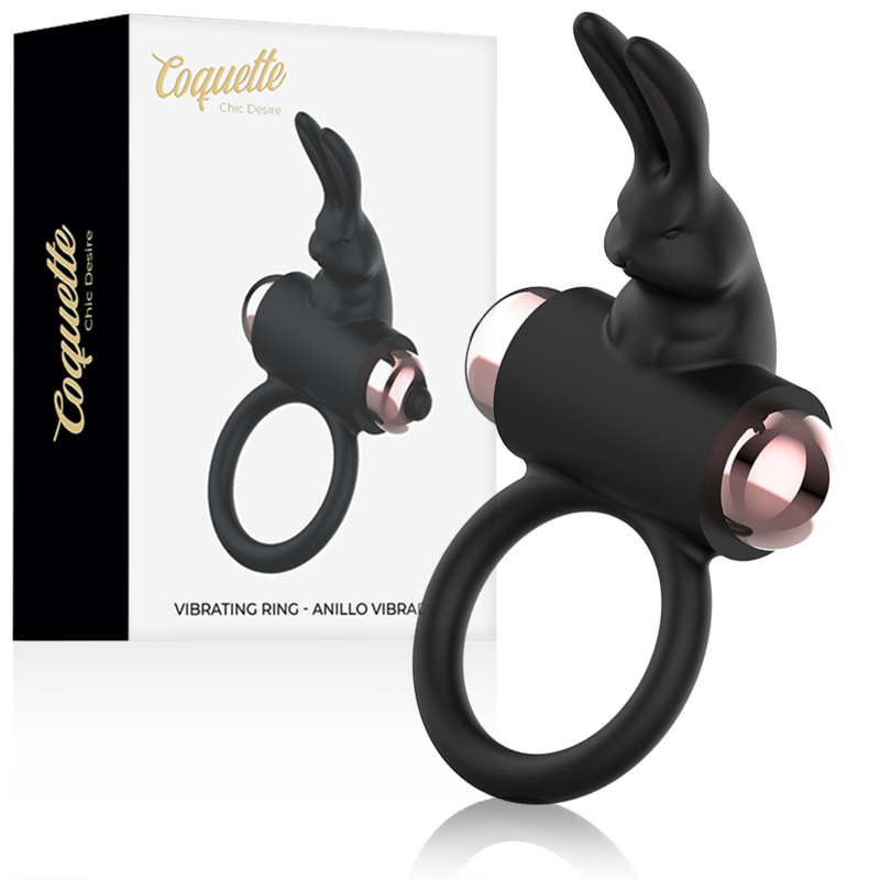 COQUETTE CHIC DESIRE - COCKRING AVEC VIBRATEUR NOIR/ OR - Sensualia