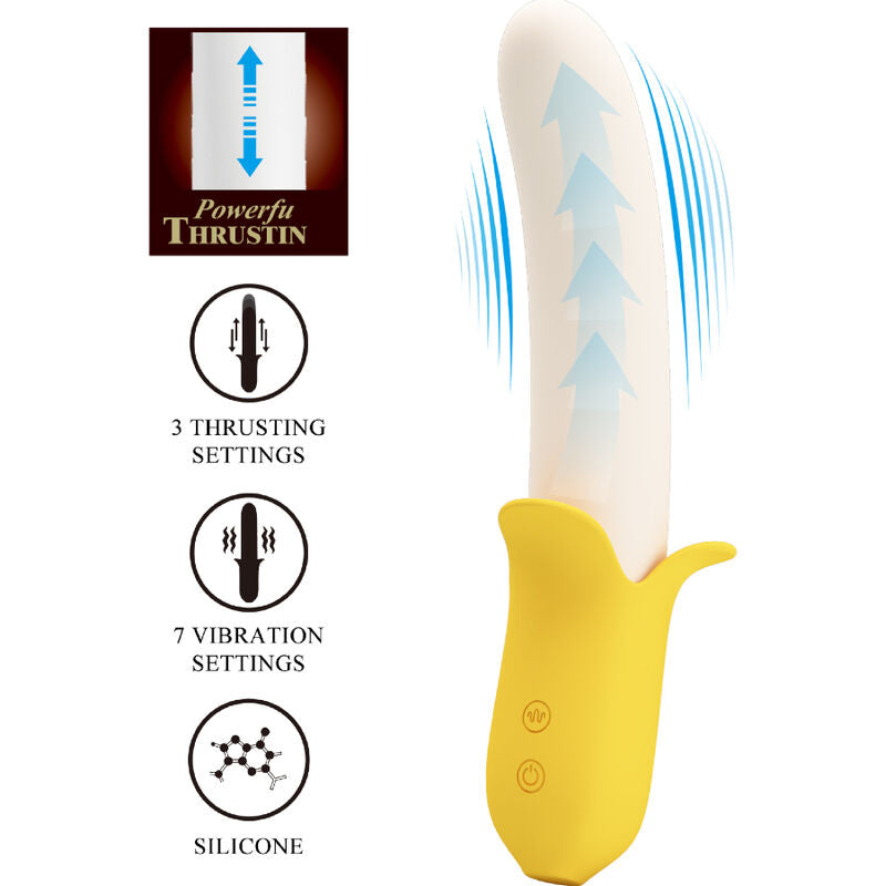PRETTY LOVE - BANANA GEEK SUPER POWER 7 VIBRATIONS UP&DOWN SILICONE NOIR - Sensualia