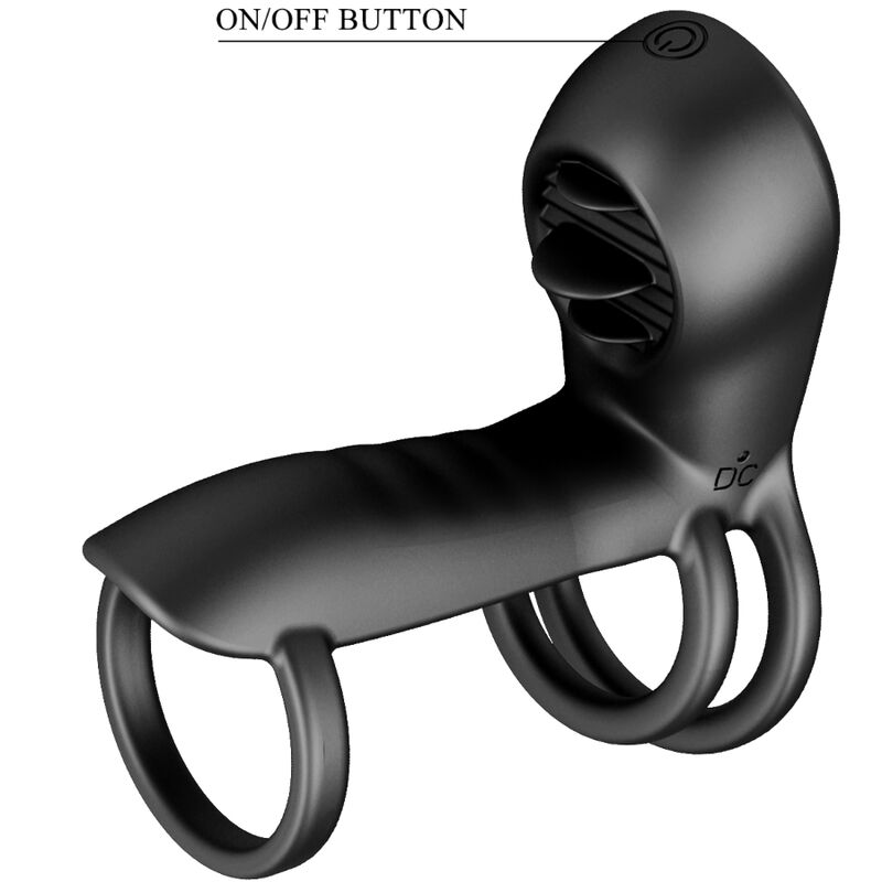 PRETTY LOVE - GAINE PÉNIS JAMMY 12 VIBRATIONS AVEC LANGUE EN SILICONE RECHARGEABLE - Sensualia