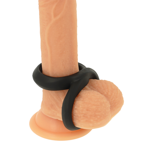 POWERING - ANNEAU PÉNIS ET TESTICULES SUPER FLEXIBLE ET RÉSISTANT PR12 NOIR POWERING