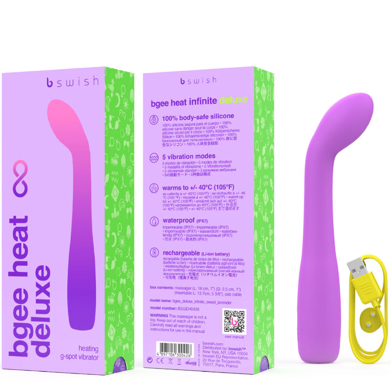 B SWISH - VIBRATEUR RECHARGEABLE BGEE HEAT INFINITE DELUXE LAVANDE SILICONE - Sensualia