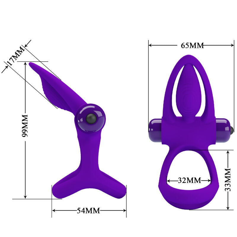 PRETTY LOVE - ANNEAU VIBRATEUR 10 VIBRATIONS SILICONE VIOLETTE - Sensualia