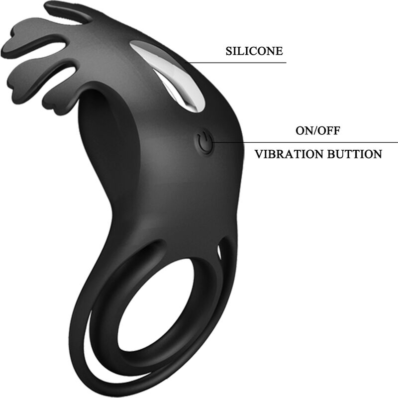 PRETTY LOVE - ANNEAU VIBRATEUR RUBEN 7 VIBRATIONS SILICONE NOIR - Sensualia