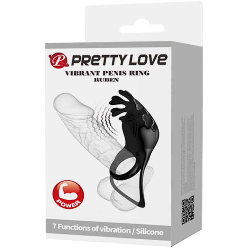 PRETTY LOVE - ANNEAU VIBRATEUR RUBEN 7 VIBRATIONS SILICONE NOIR - Sensualia