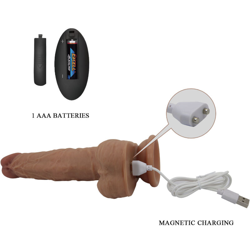 PRETTY LOVE - GODE EN SILICONE JONATHAN 3 VIBRATIONS + 3 MESURES DINSERTION TÉLÉCOMMANDE 21 CM - Sensualia