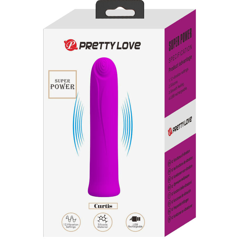 PRETTY LOVE - VIBRATEUR CURTIS MINI SUPER POWER 12 VIBRATIONS EN SILICONE VIOLETTE - Sensualia