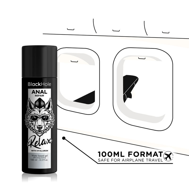 BLACK HOLE - RÉPARATION ANAL À BASE D''EAU RELAX AVEC HYALURON 100 ML - Sensualia