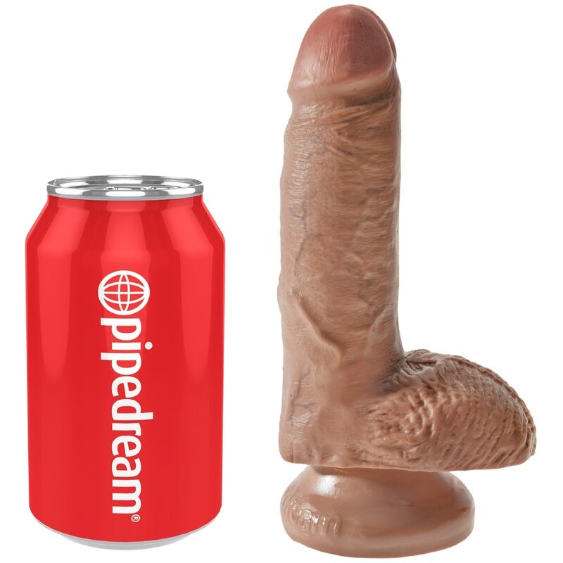 KING COCK - PÉNIS RÉALISTE AVEC BOULES 13.2 CM CARAMEL - Sensualia