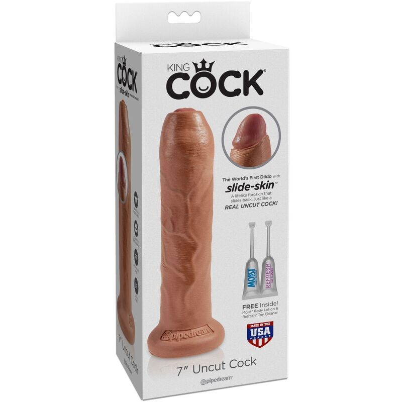 KING COCK - PÉNIS RÉALISTE NON COUPÉ 17.8 CM CARAMEL - Sensualia