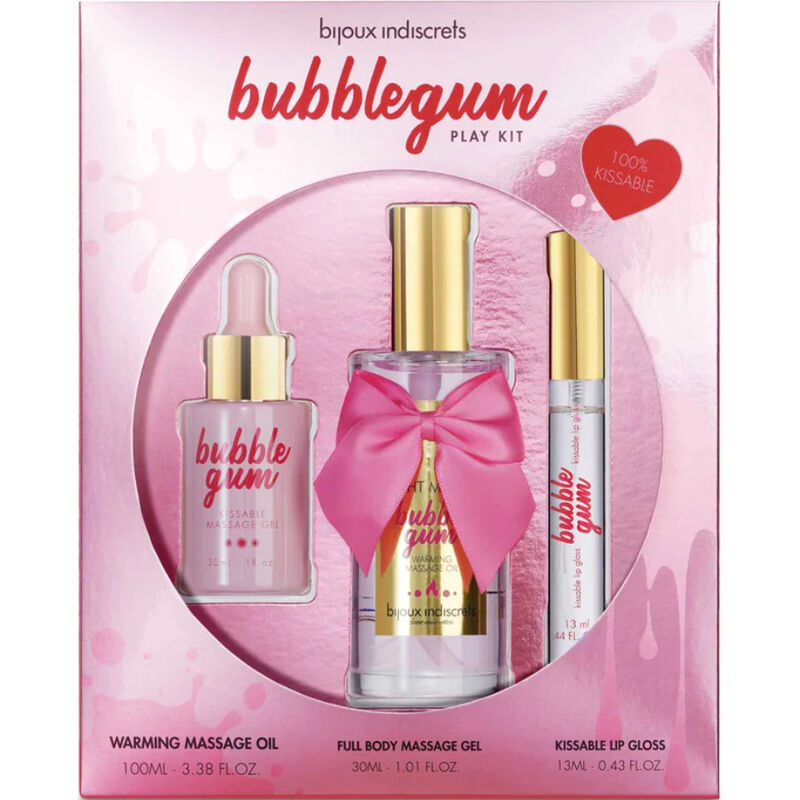 BIJOUX - INDISCRETS KIT DE JEU BUBBLEGUM AVEC HUILE, GEL ET BRILLANT LÈVRES - Sensualia