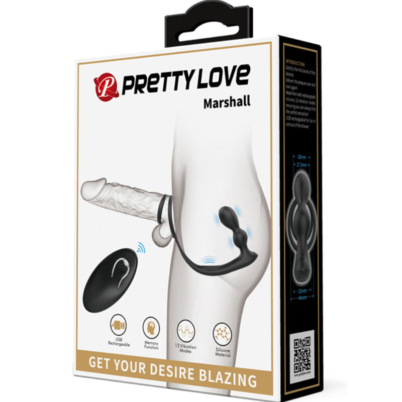 PRETTY LOVE - ANNEAU PÉNIS MARSHALL AVEC PLUG ANAL VIBRANT AVEC TÉLÉCOMMANDE - Sensualia