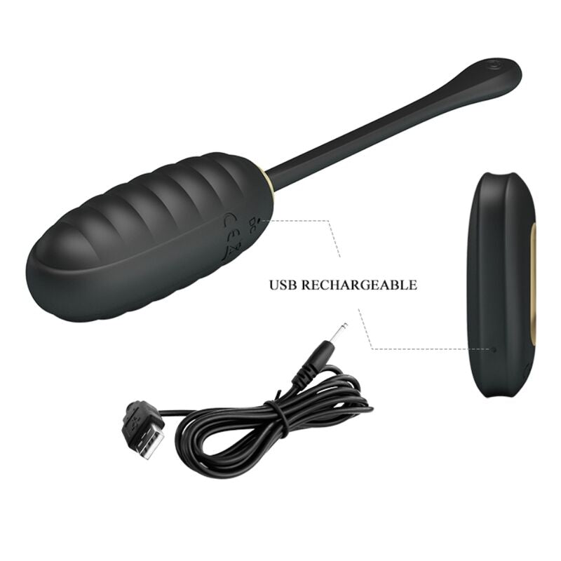 PRETTY LOVE - DOREEN OEUF VIBRANT RECHARGEABLE DE LUXE NOIR TÉLÉCOMMANDE - Sensualia