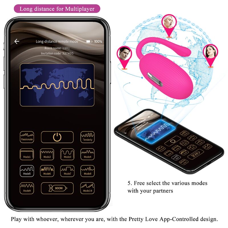 PRETTY LOVE - OEUF VIBRANT RECHARGEABLE DOREEN MAGENTA TÉLÉCOMMANDE - Sensualia