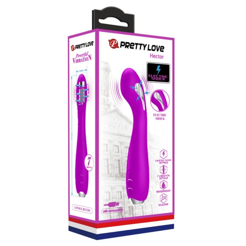 PRETTY LOVE - VIBRATEUR ÉLECTROCHOC RECHARGEABLE HECTOR-IMPERMÉABLE VIOLET - Sensualia