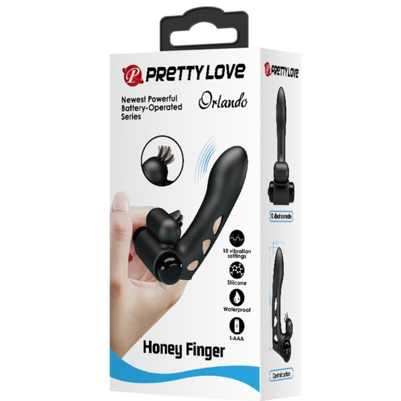 PRETTY LOVE - COUVERCLE DE DOIGT VIBRATEUR ORLANDO NOIR - Sensualia