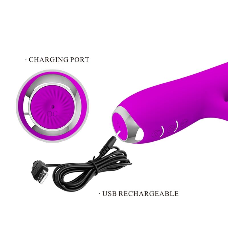 PRETTY LOVE - VIBRATEUR RECHARGEABLE RACHEL AVEC VENTOUSE VIOLET - Sensualia