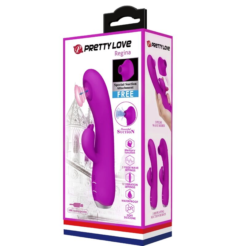 PRETTY LOVE - VIBRATEUR SUCKER RECHARGEABLE REGINA VIOLET - Sensualia