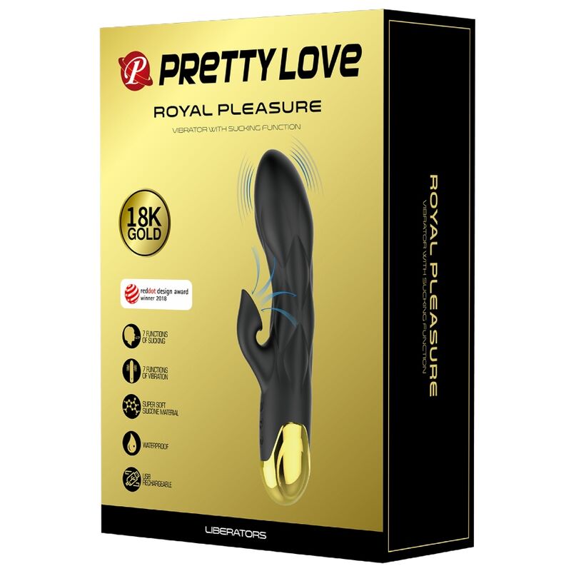 PRETTY LOVE - VIBRATEUR DE LUXE RECHARGEABLE NOIR PLAQUÉ OR - Sensualia
