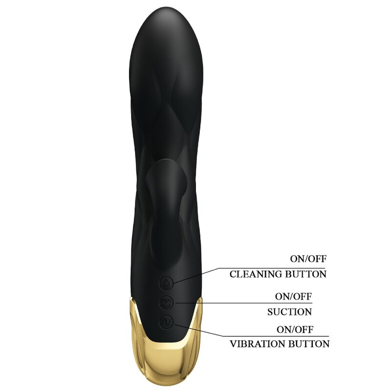 PRETTY LOVE - VIBRATEUR DE LUXE RECHARGEABLE NOIR PLAQUÉ OR - Sensualia