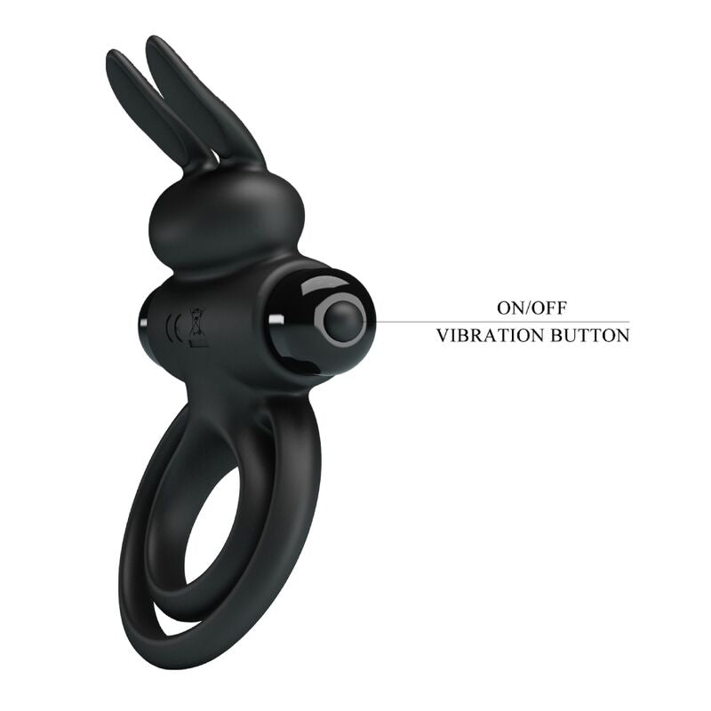 PRETTY LOVE - ANNEAU DE LAPIN VIBRATOR III POUR PÉNIS NOIR - Sensualia