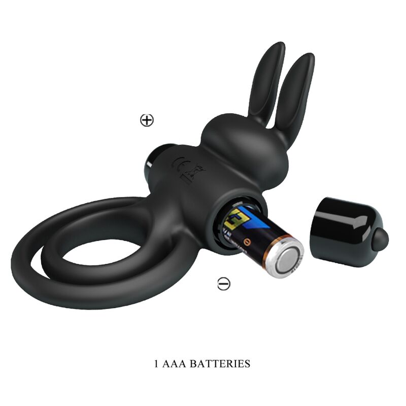 PRETTY LOVE - ANNEAU DE LAPIN VIBRATOR III POUR PÉNIS NOIR - Sensualia