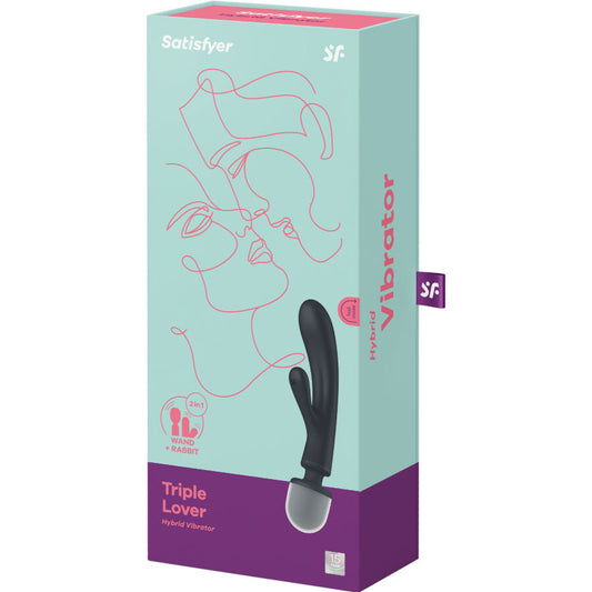SATISFYER - TRIPLE LOVER MASAJEADOR VIBRADOR RABBIT ROSA - Sensualia