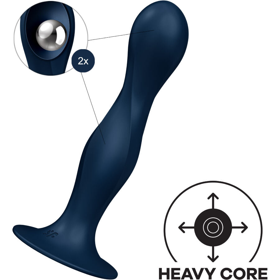 SATISFYER - GODE EN SILICONE DOUBLE BALL-R GRENAT - Sensualia