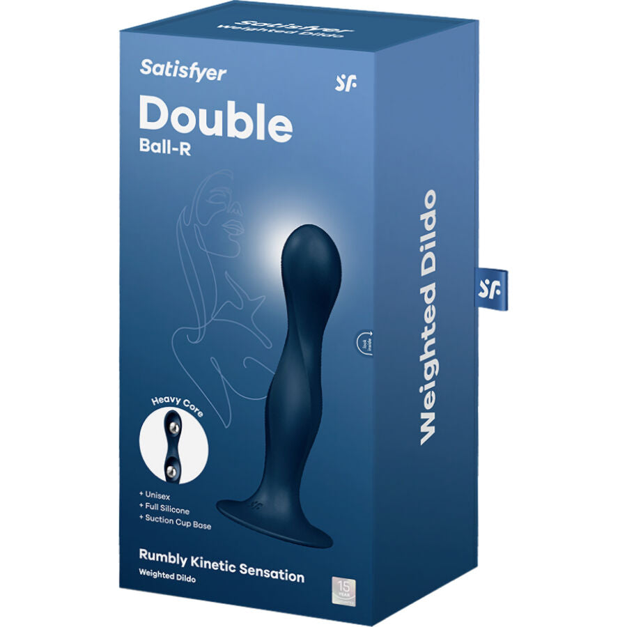 SATISFYER - GODE EN SILICONE DOUBLE BALL-R GRENAT - Sensualia