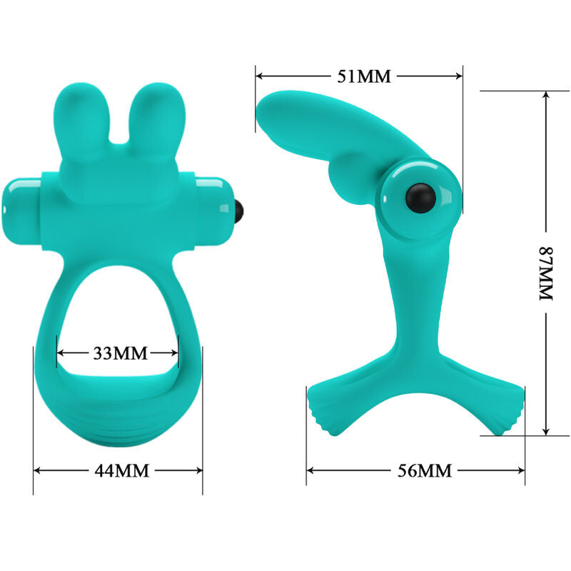 PRETTY LOVE - ANNEAU VIBRATEUR LAPIN VERT DANTE - Sensualia