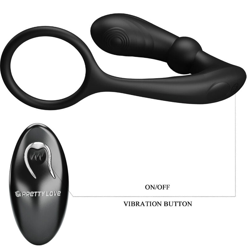 PRETTY LOVE - ANNEAU ANAL ET VIBRATEUR WARREN NOIR - Sensualia