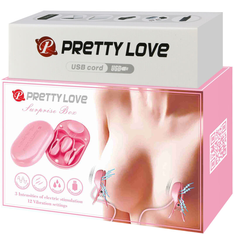 PRETTY LOVE - BOITE SURPRISE PINCES DÉLECTRO STIMULATION ROSE - Sensualia