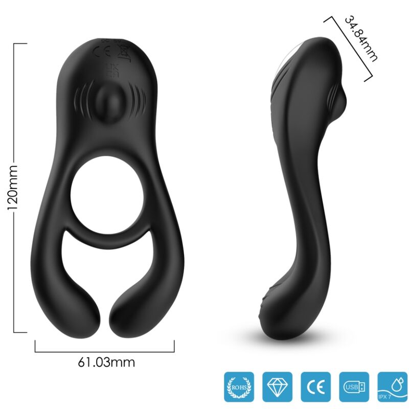 ARMONY - VEYRON DOUBLE VIBRATEUR ANNEAU JOUET POUR COUPLES TÉLÉCOMMANDE NOIR ARMONY FOR HIM