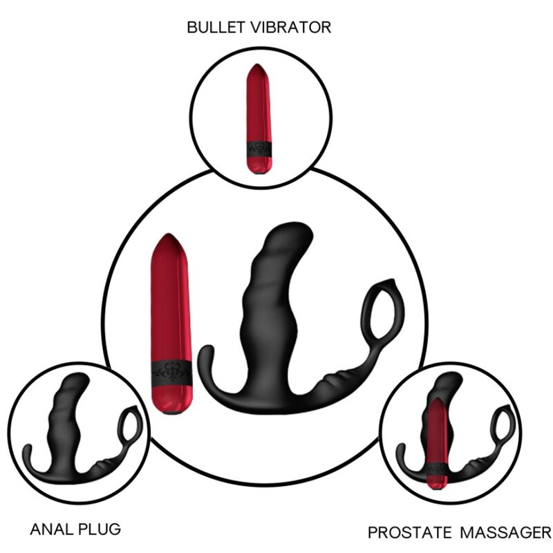 ARMONY - KNIGHT VIBRATEUR ANAL PROSTATE & ANNEAU TÉLÉCOMMANDE NOIR - Sensualia